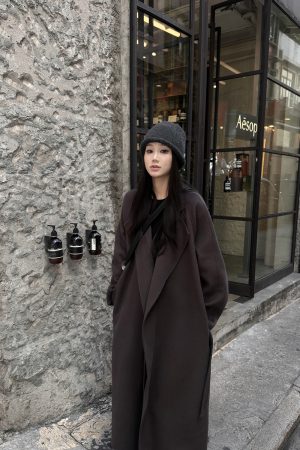 Double-Sided Wool Coat for Women, Arctic Gray, Autumn Winter Jacket, 100% Australian and American Wool, Stylish Outerwear, Cozy Fashion