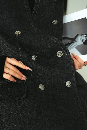 Double-Sided Wool Coat in Mountain Fog Pine - High-Quality Long Outerwear with Sheep Wool, Mulberry Silk, and Rabbit Hair