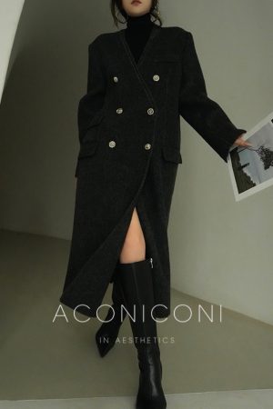Double-Sided Wool Coat in Mountain Fog Pine - High-Quality Long Outerwear with Sheep Wool, Mulberry Silk, and Rabbit Hair