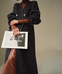 Double-Sided Wool Coat in Mountain Fog Pine - High-Quality Long Outerwear with Sheep Wool, Mulberry Silk, and Rabbit Hair