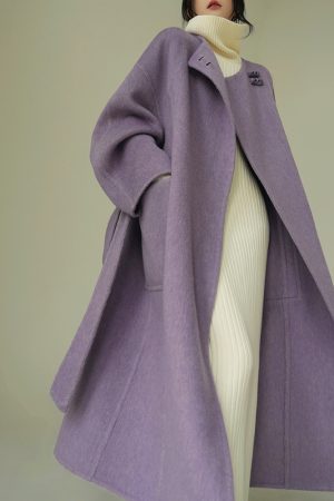 Double-Sided Woolen Coat - High-Quality Dyed Mulberry Silk & Rabbit Hair - Long Winter Overcoat - Cozy Korean Style Outerwear