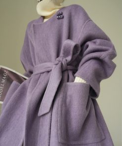 Double-Sided Woolen Coat - High-Quality Dyed Mulberry Silk & Rabbit Hair - Long Winter Overcoat - Cozy Korean Style Outerwear