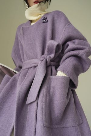 Double-Sided Woolen Coat - High-Quality Dyed Mulberry Silk & Rabbit Hair - Long Winter Overcoat - Cozy Korean Style Outerwear