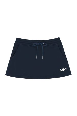 Double Zipper Heated Hoodie Jacket Set with Low Waist Short Skirt - Sexy Navy Blue Autumn Winter Fashion for Girls