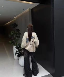 Dove Gray Knitted Cardigan for Women, Pumpkin Star Style Loose Sweater, French Fashion for Autumn and Winter, Cozy 90s Inspired Knitwear