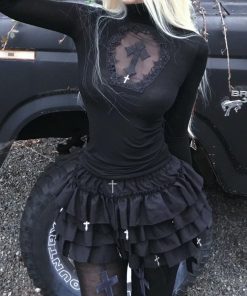 Downtown Outfits Women, Down Town Fits - Goth Cross Top