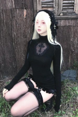 Downtown Outfits Women, Down Town Fits - Goth Cross Top