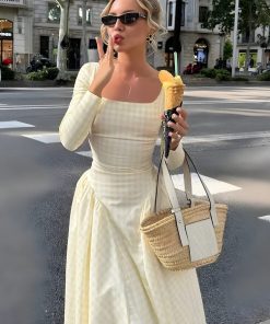 Downtown Outfits, Y2k Style Outfits Women - Butter Yellow Maxi Dress