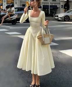 Downtown Outfits, Y2k Style Outfits Women - Butter Yellow Maxi Dress