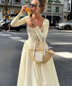 Downtown Outfits, Y2k Style Outfits Women - Butter Yellow Maxi Dress