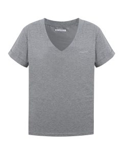 Draped V-Neck Short Sleeve T-Shirt for Women - Summer Basic Versatile Loose Style Top, Casual Everyday Wear