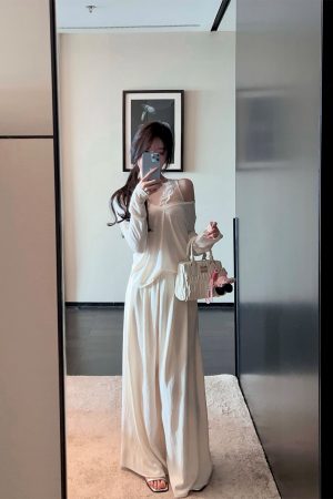Draped Velvet White Wide-Leg Pants for Women, Slimming High-Waist Floor-Length Casual Trousers, 2025 Spring Fashion