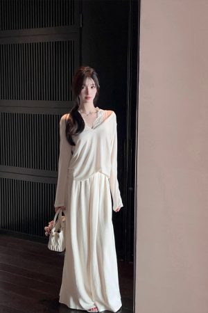 Draped Velvet White Wide-Leg Pants for Women, Slimming High-Waist Floor-Length Casual Trousers, 2025 Spring Fashion
