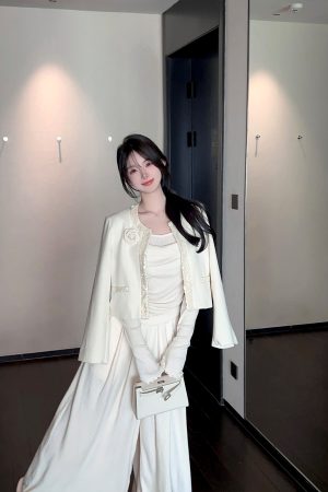 Draped Velvet White Wide-Leg Pants for Women, Slimming High-Waist Floor-Length Casual Trousers, 2025 Spring Fashion