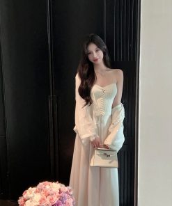 Draped White Satin Wide-Leg Pants for Women, High Waist A-Line Style, Summer Fashion, Chic and Elegant Look