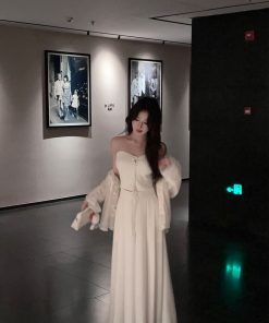 Draped White Satin Wide-Leg Pants for Women, High Waist A-Line Style, Summer Fashion, Chic and Elegant Look