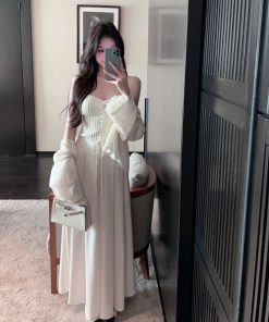 Draped White Satin Wide-Leg Pants for Women, High Waist A-Line Style, Summer Fashion, Chic and Elegant Look