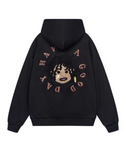 Dreadlocked Black Kids Embroidered Plush Hoodie - Hip-Hop Street Style Fashion, Trendy Urban Wear