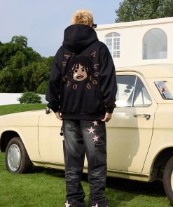 Dreadlocked Black Kids Embroidered Plush Hoodie - Hip-Hop Street Style Fashion, Trendy Urban Wear