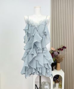 Dreamy Multi-Layered Ruffled V-Neck Chiffon Slip Dress - Floral Beach Vacation Dress, Perfect for Summer and 90s Style