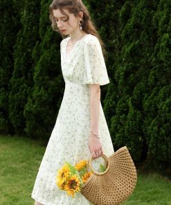 Dress Over Jeans, cute pink lolita fashion - Cottagecore Floral Midi Dress