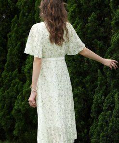 Dress Over Jeans, cute pink lolita fashion - Cottagecore Floral Midi Dress