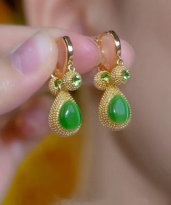 Durian Green Earrings for Women - Unique High-End Ear Clips, Elegant Niche Accessories for 2025 Fashion Trends