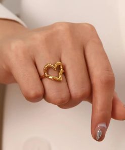 Easy College Outfits Casual, Korean Casual Outfits - Open Heart Ring