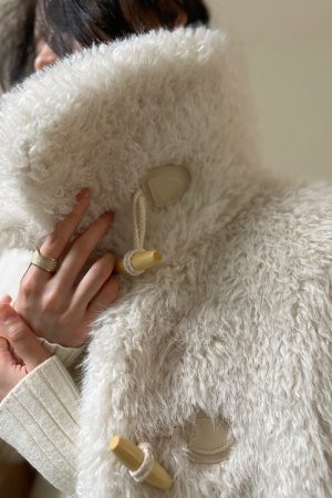 Eco-Friendly Faux Fur Lamb Wool Long Winter Coat - Loose Fit, Warm, Thick, Evening Snow White, Perfect for Cold Weather Fashion