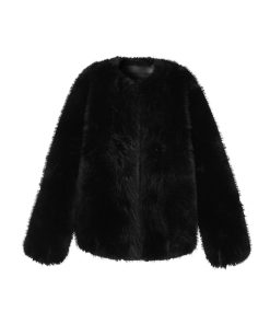 Eco-Friendly Faux Fur Short Coat for Women - Elegant Slimming Design, Arctic Fox Style, Versatile Winter Outerwear