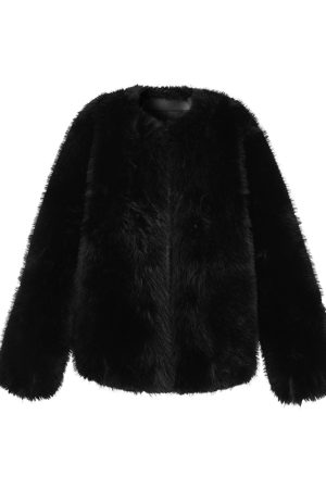 Eco-Friendly Faux Fur Short Coat for Women - Elegant Slimming Design, Arctic Fox Style, Versatile Winter Outerwear