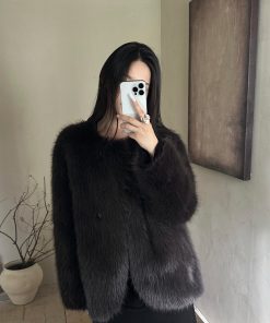 Eco-Friendly Fox Fur Coat for Women - Thick Warm White Imitation Fur Jacket for Autumn Winter - Trendy Young Style