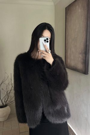 Eco-Friendly Fox Fur Coat for Women - Thick Warm White Imitation Fur Jacket for Autumn Winter - Trendy Young Style