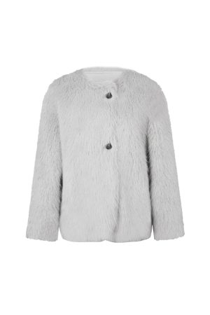 Eco-Friendly Fox Fur Coat for Women - Thick Warm White Imitation Fur Jacket for Autumn Winter - Trendy Young Style