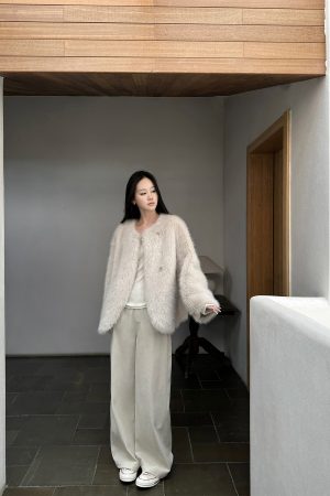 Eco-Friendly Fox Fur Coat for Women - Thick Warm White Imitation Fur Jacket for Autumn Winter - Trendy Young Style