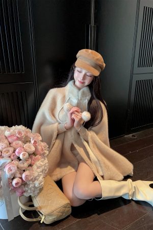Eco-Friendly Short Thick Cape Coat for Women in Imitation Mink Fur - Winter Fashion Outerwear