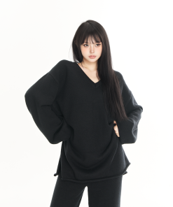 Effortless Street Style Women's Two-Piece Set - Soft V-Neck Knitted Sweater & Casual Pants - Autumn Winter Fashion