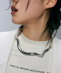 Electroplated Wavy Combination Collar - Roaring Beast Design, Trendy Statement Jewelry, Unique Fashion Accessory, Chic Style