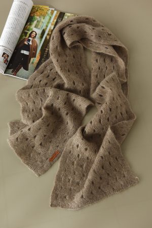 Elegant 100% Cashmere Long Striped Hollow Scarf - Soft, Warm, and Versatile Neck Accessory for Chic Layering