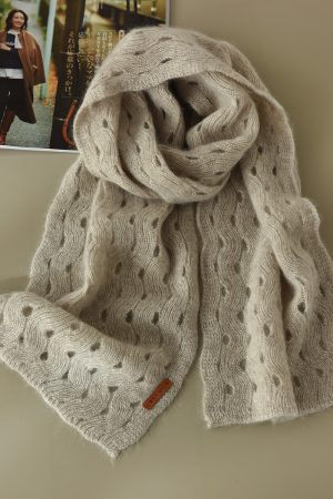 Elegant 100% Cashmere Long Striped Hollow Scarf - Soft, Warm, and Versatile Neck Accessory for Chic Layering
