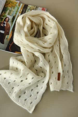 Elegant 100% Cashmere Long Striped Hollow Scarf - Soft, Warm, and Versatile Neck Accessory for Chic Layering