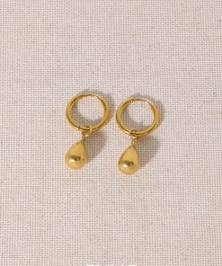 Elegant 18k Gold-Plated Teardrop Dangle Earrings for Women, Simple Versatile Ear Clips, Round Hoop Design, Perfect for Any Occasion