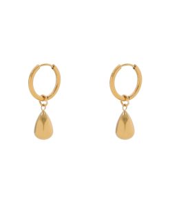 Elegant 18k Gold-Plated Teardrop Dangle Earrings for Women, Simple Versatile Ear Clips, Round Hoop Design, Perfect for Any Occasion