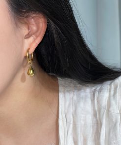 Elegant 18k Gold-Plated Teardrop Dangle Earrings for Women, Simple Versatile Ear Clips, Round Hoop Design, Perfect for Any Occasion