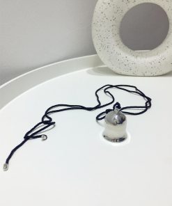 Elegant Adjustable Black Rope Necklace with Silver Bell Pendant - Versatile Fashion for Autumn and Winter 2025