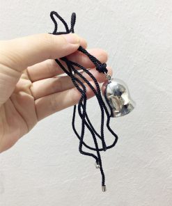Elegant Adjustable Black Rope Necklace with Silver Bell Pendant - Versatile Fashion for Autumn and Winter 2025