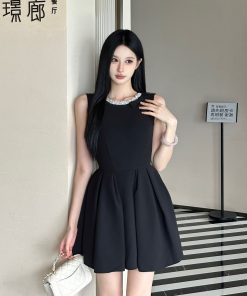 Elegant Beaded Bow Vest Dress - Kaguya Shinomiya Inspired, Perfect for Special Occasions and 90s Fashion Lovers