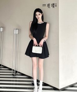 Elegant Beaded Bow Vest Dress - Kaguya Shinomiya Inspired, Perfect for Special Occasions and 90s Fashion Lovers