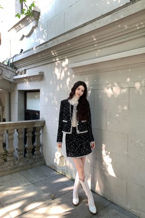 Elegant Black Little Chanel-Style Coat for Women, Designer Quality, Chic Vintage Fashion, Perfect for Socialite Events, New Arrival
