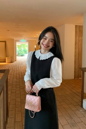 Elegant Black Sleeveless Tank Dress for Women - Long Round Neck Autumn Fashion, High-End Little Black Dress